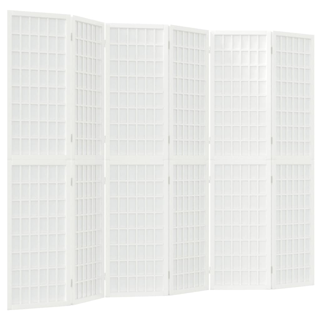 Biombo plegable con 6 paneles | biombo divisor | paravientos estilo japonés blanco 240x170 cm cfw50643