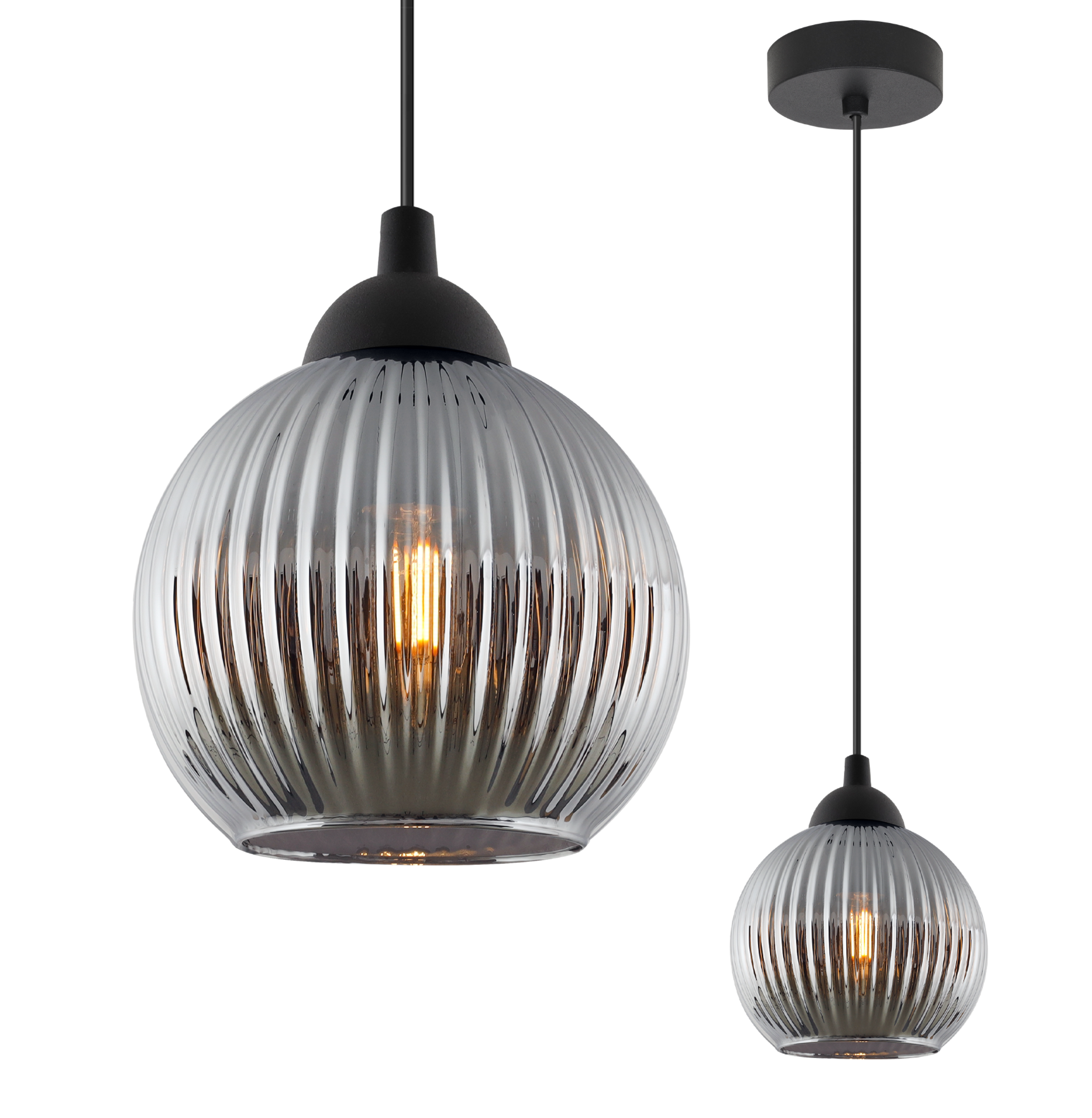 Lampa sufitowa wisząca Riffle loft 1xE27 klosz kula grafit Light Home LH
