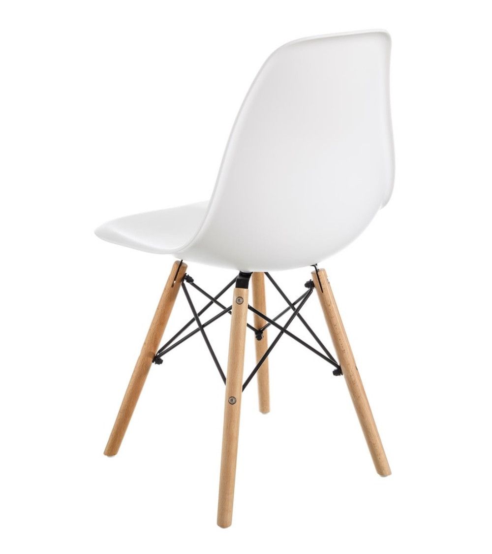 Pack 6 sillas NÓRDICA, silla comedor salón, patas en madera, color Blanco - 6