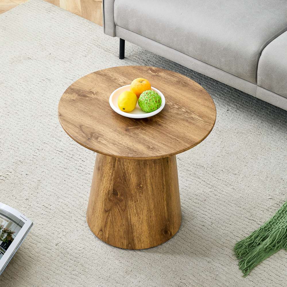 Tavolino Rotondo In Bambù Naturale Con Ripiano Inferiore - Diametro 45,7 Cm, Altezza 50,8 Cm - Stile Moderno