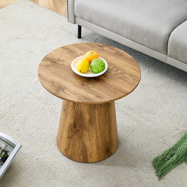 Tavolino Rotondo In Bambù Naturale Con Ripiano Inferiore - Diametro 45,7 Cm, Altezza 50,8 Cm - Stile Moderno