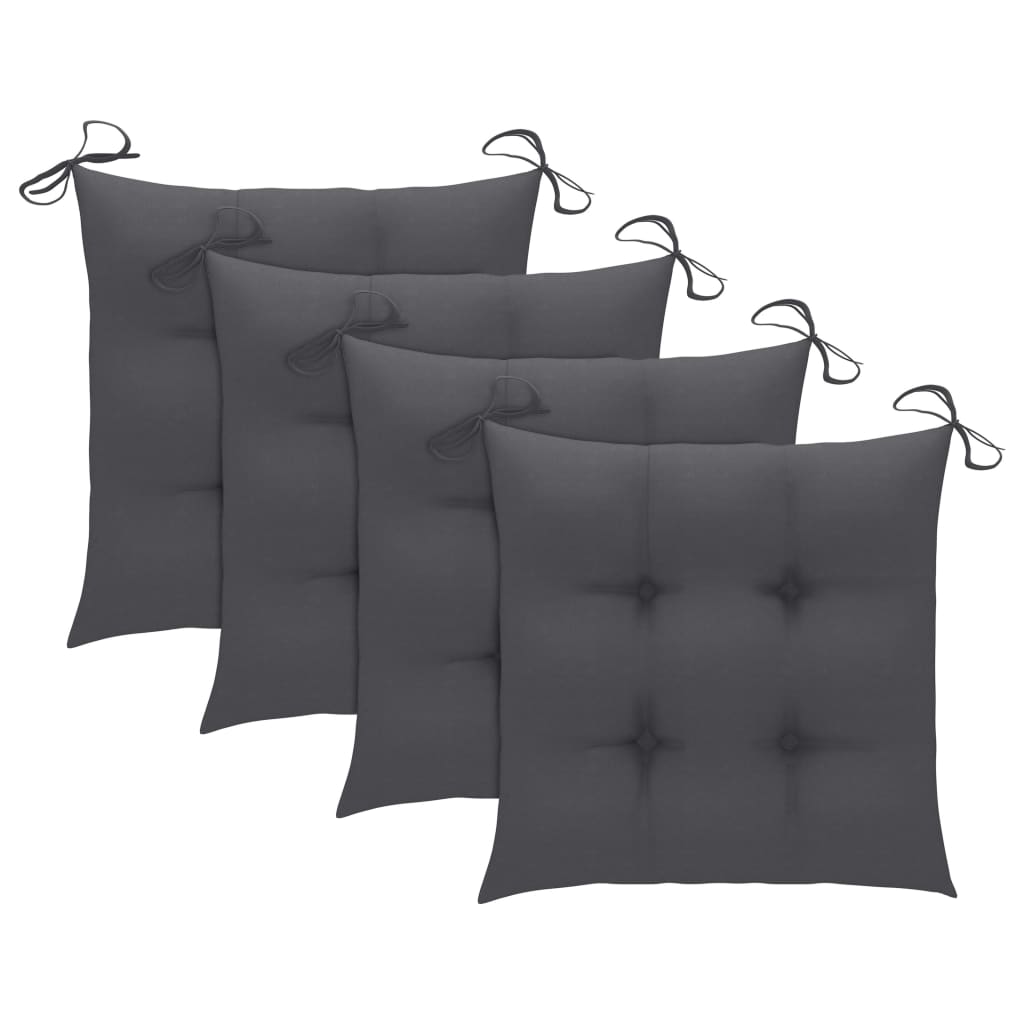 Chaises de jardin avec coussins anthracite 4 pcs Bois de teck - 3