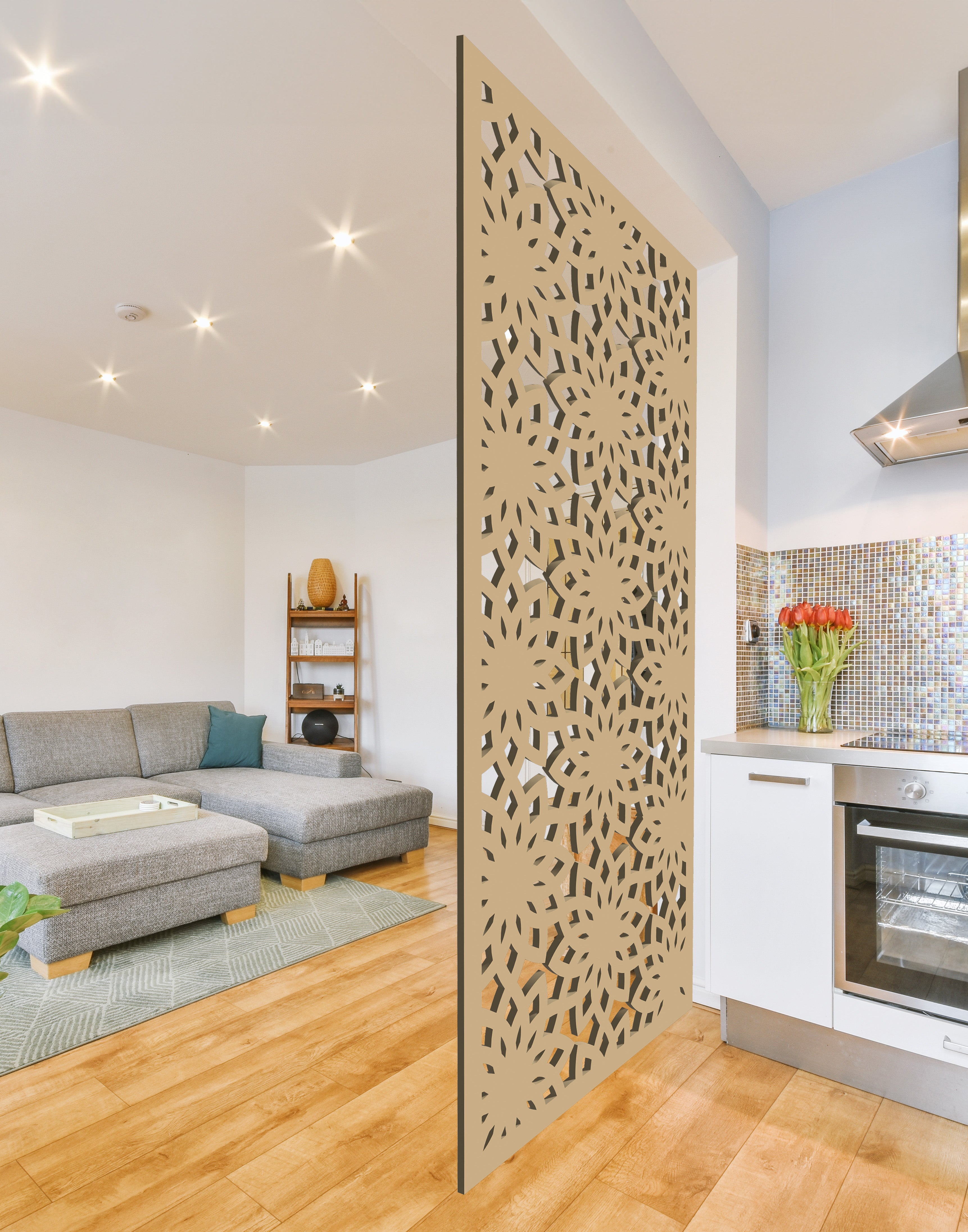 Cloison de séparation bois Moucharabieh MDF claustra L.80xH.250xE.3cm ...