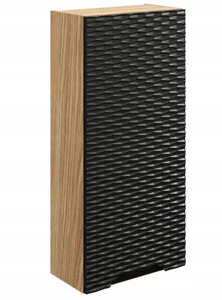Szafka łazienkowa OCEAN 35 cm czarna dąb olejowany front 3D MDF wisząca