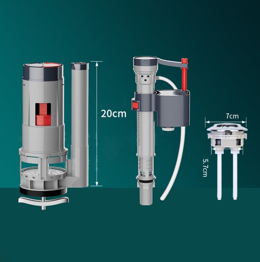 Szary - 20 cm - zestaw 3-częściowy - mechanizm spłukujący, spłuczka WC, akcesoria sanitarne
