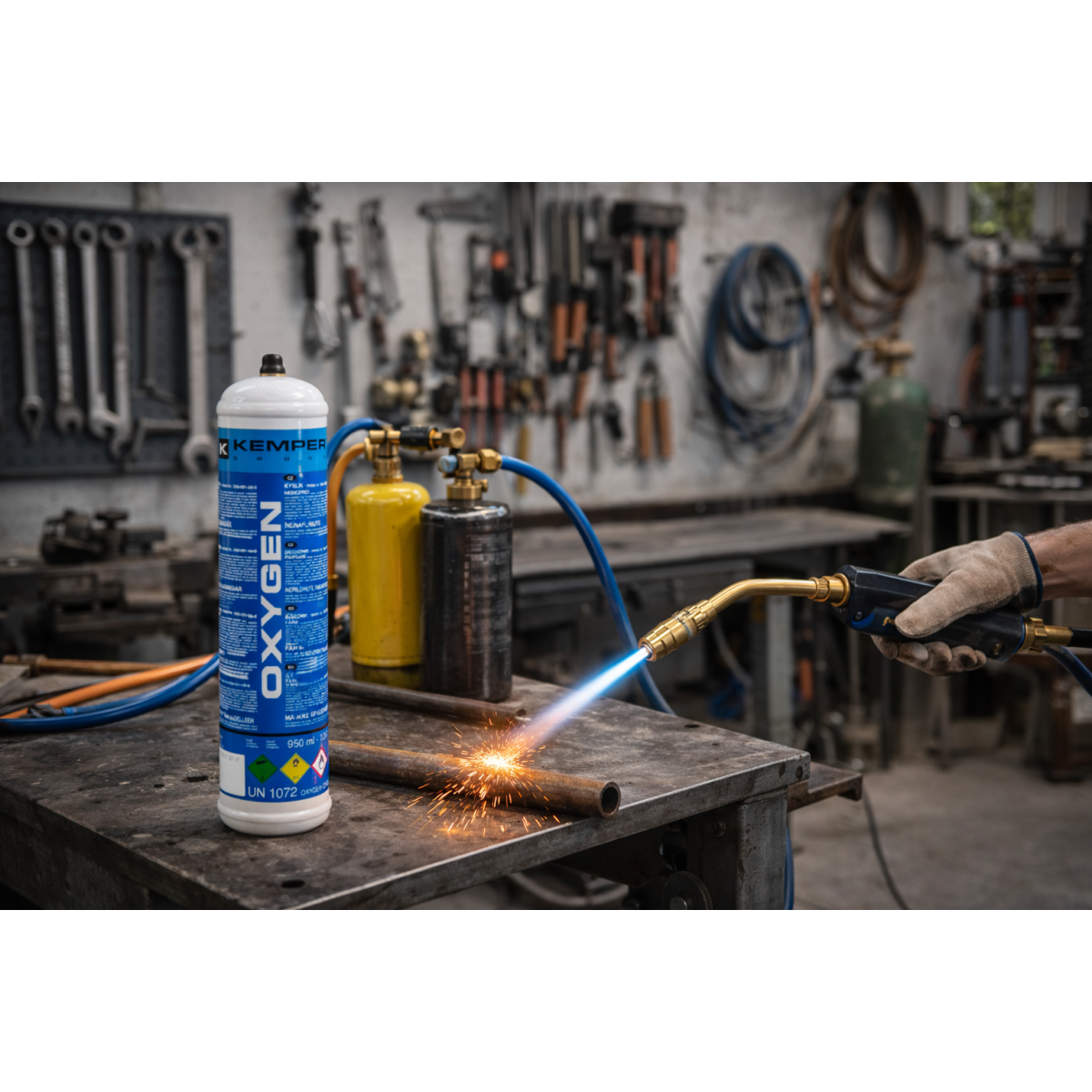 Bouteille Oxygène 110 Bar Jetable M10x1 – Recharge Cartouche Oxygaz 110 L pour Chalumeau Bi-Gaz, Soudure & Brasage KEMPER - 5