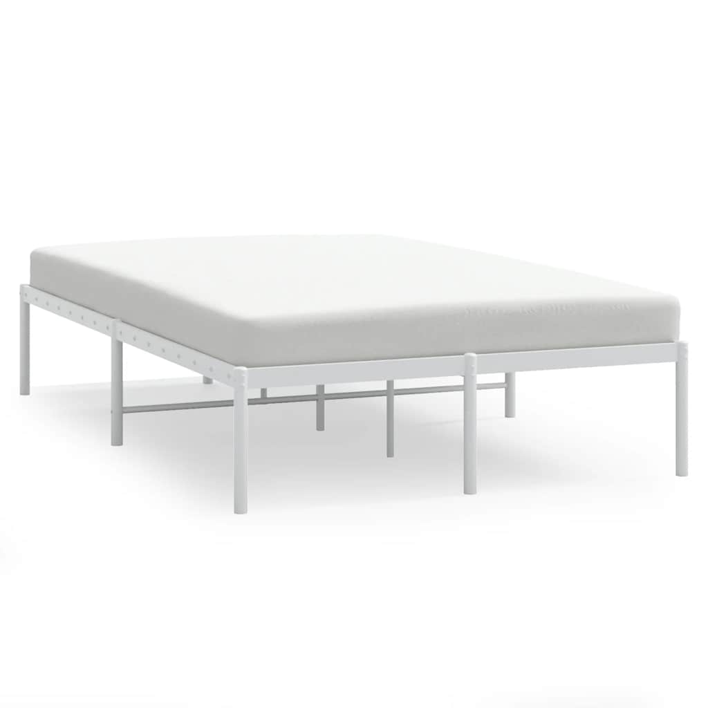 Łóżko Metalowe Białe Rama Łóżka Ze Stelażem Do Pokoju Sypialni 135x190 cm
