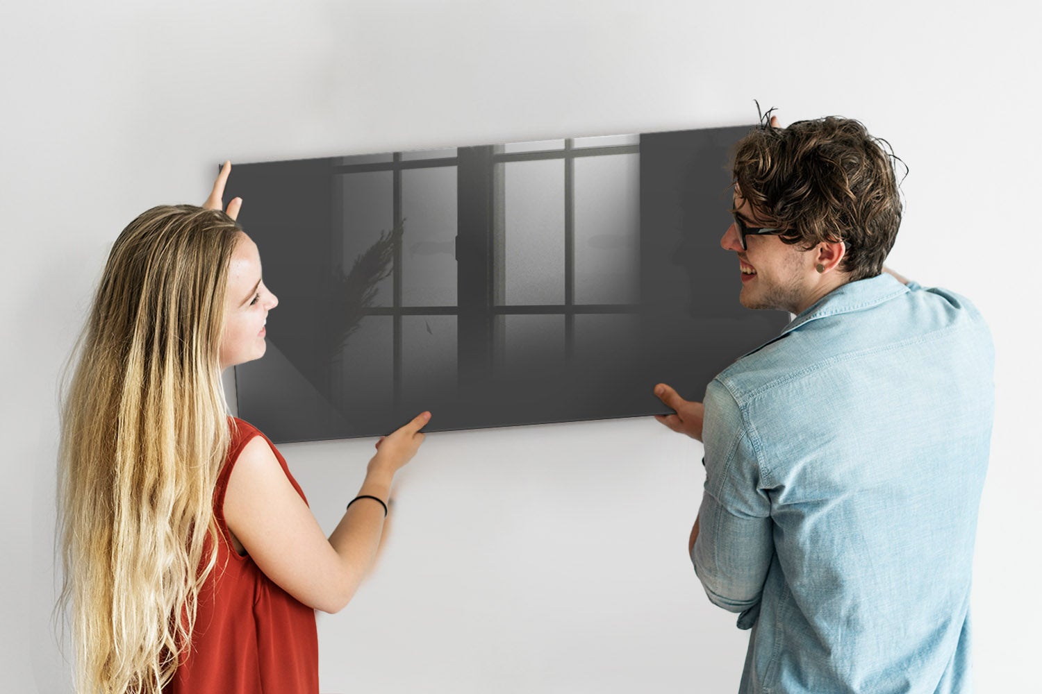 Tableau magnétique mural, Tulup - 120x60 cm - Couleur grise, 5 aimants, une éponge, un marqueur blanc - 2
