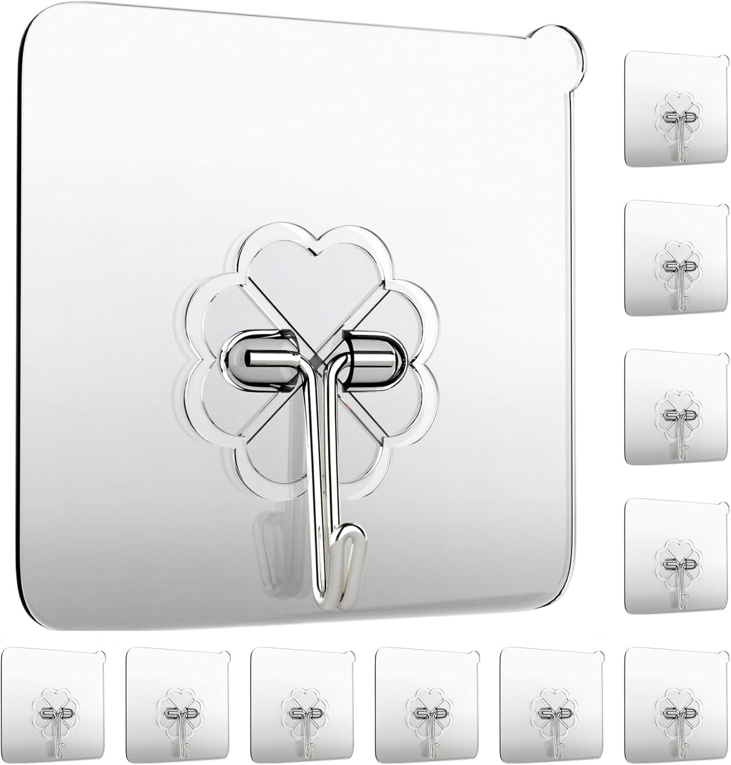 Charfia 8 Piezas 15kg (Max) Gancho Adhesivo Transparente, Ganchos Adhesivos Para Pared Ganchos De Pared Adhesivo Para Colgador De Cocina Baño Puerta Techo