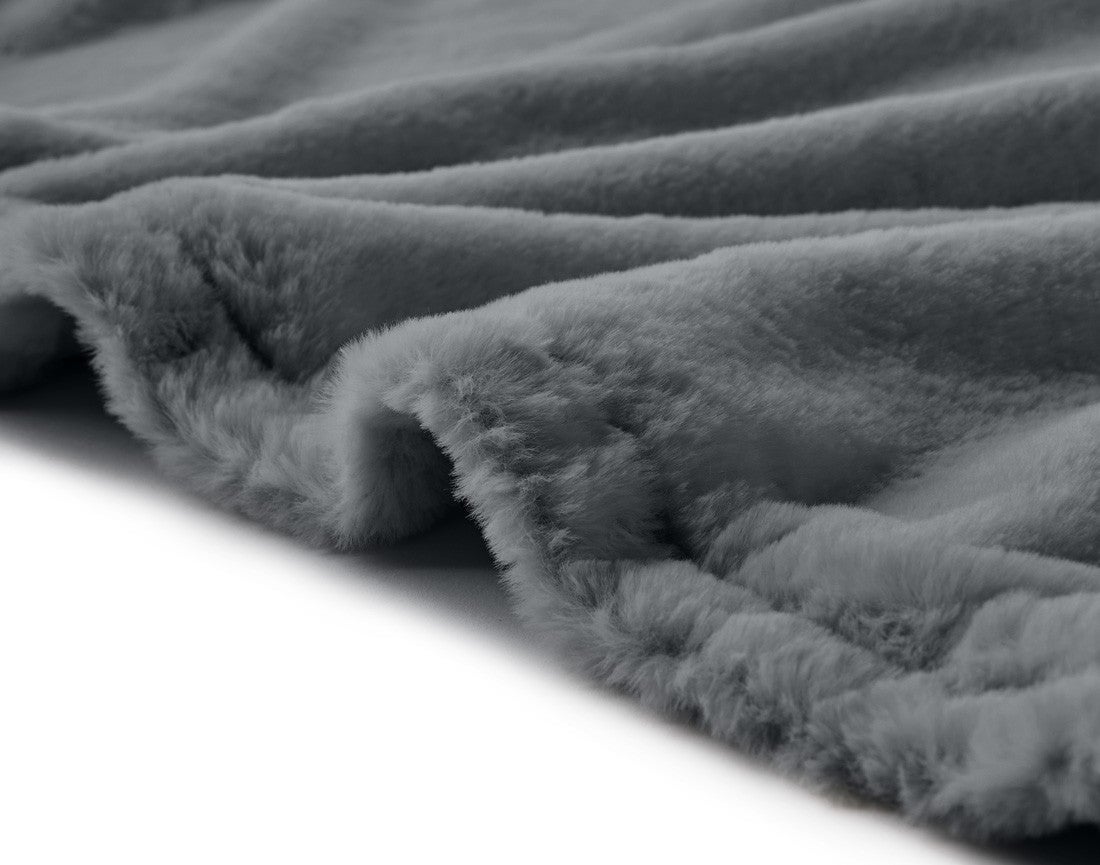 Plaid en 100% polyester gris foncé 100 x 140 cm - VENUS - Best Mobilier - 2