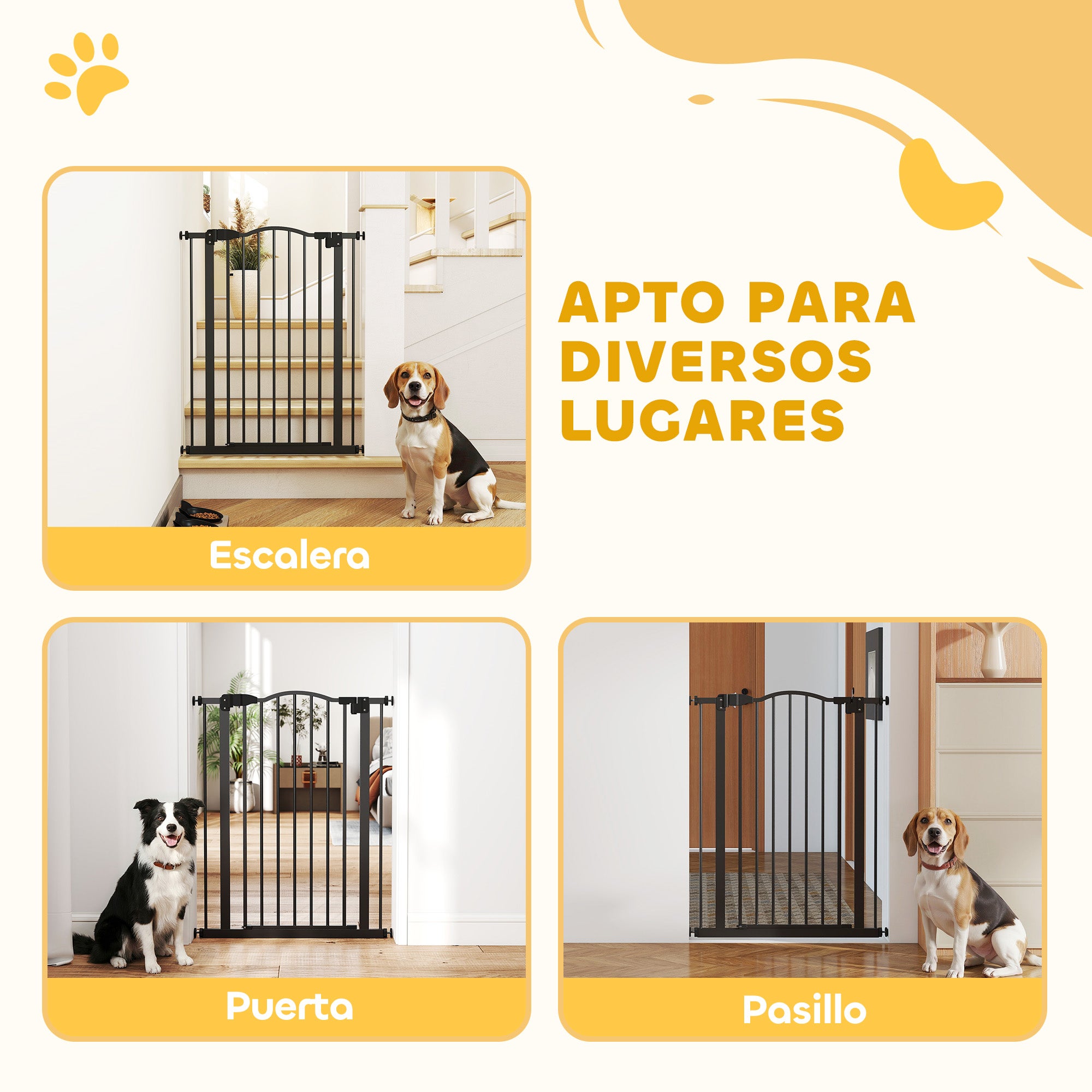 Barreira de Segurança Cães PawHut Metal e Plástico Preto 74-80x94 cm D06-094 - 4