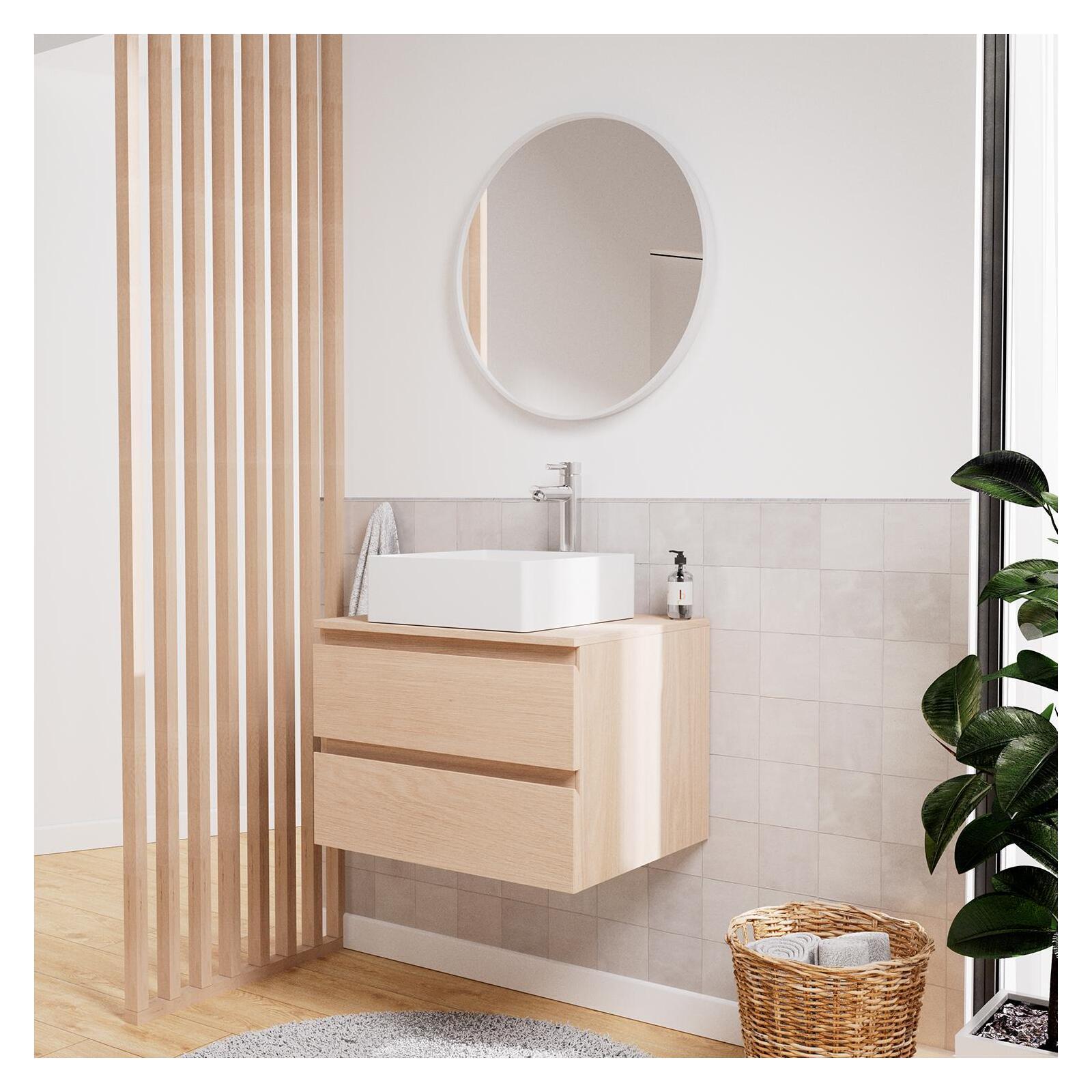 Meuble simple vasque SORRENTO décor chêne 60cm - 5
