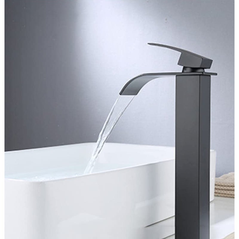 Bateria umywalkowa, bateria łazienkowa z wysokim kaskadowym kurkiem, bateria wody ciepłej i zimnej, stal nierdzewna, montaż mostkowy, G9/16