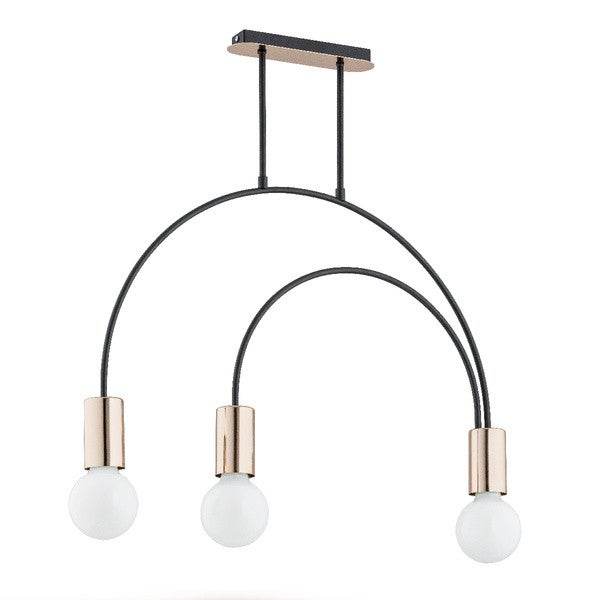 Lampa wisząca HARRY czarno-złota 3 x E27 x 15W wym: 65 x 6,5 x 65 cm Alfa