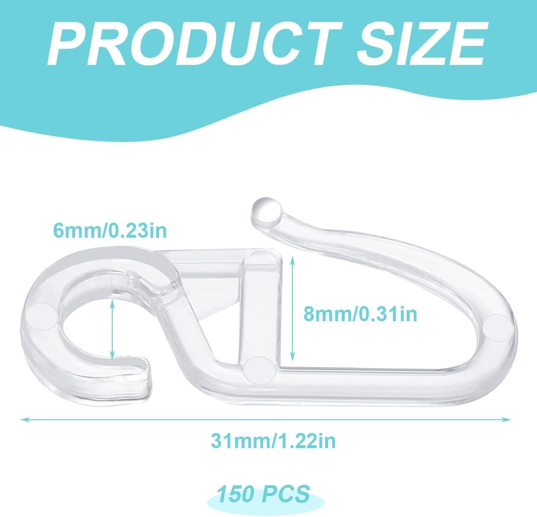 Set Da 130 Ganci Per Tende Con Occhiello Da 6 Mm – Trasparenti In Plastica, Anticaduta, Per Tende E Decorazioni Leggere, Multiuso