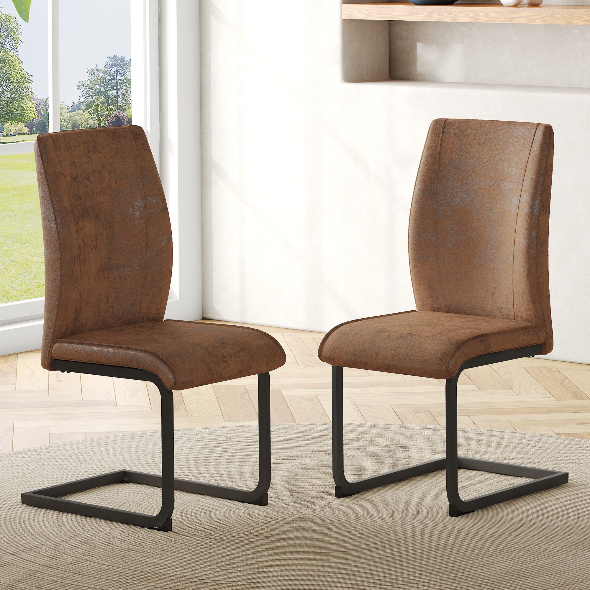 Chaises de salle à manger en similicuir brun 2 pcs – Design ergonomique ...