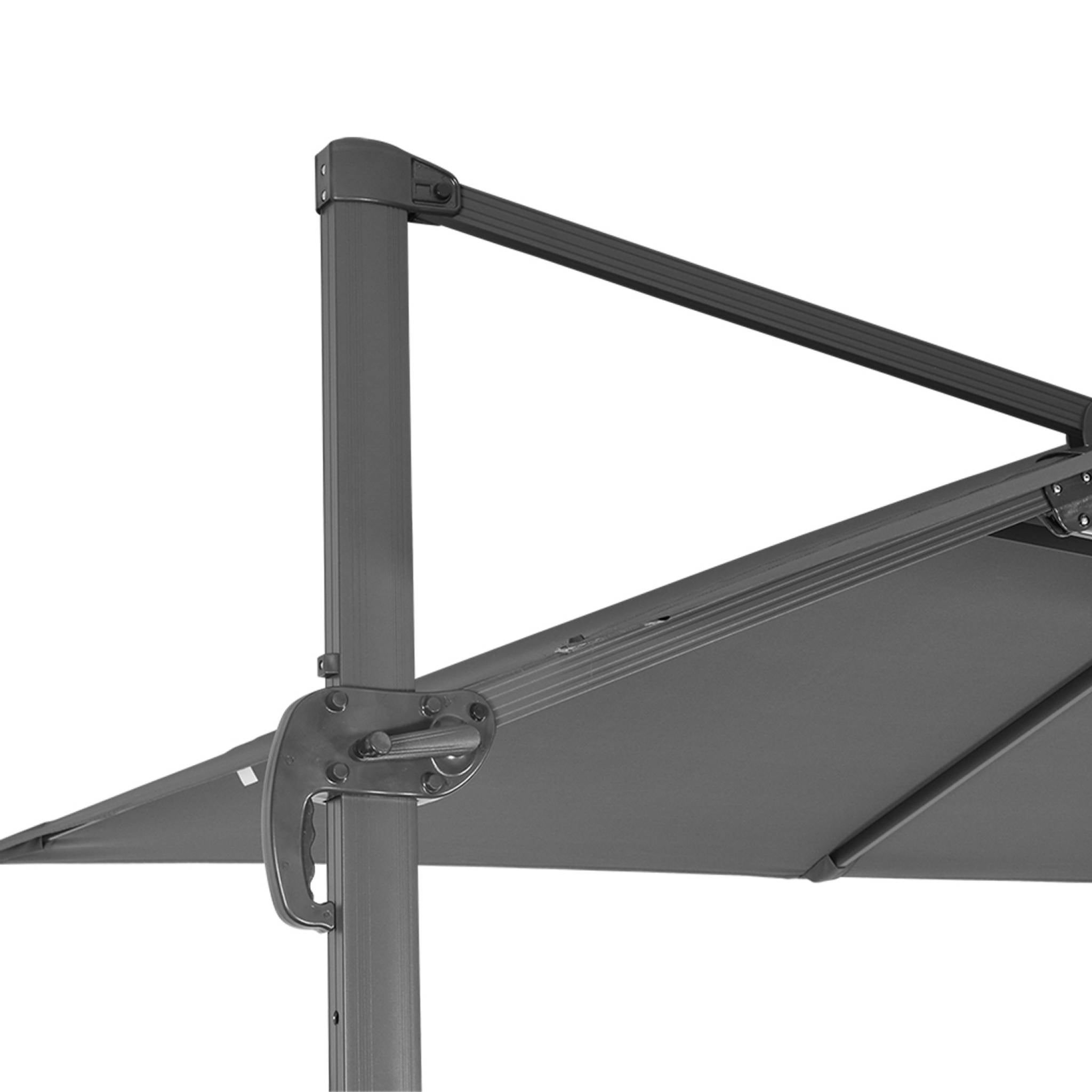 Parasol déporté rectangulaire 3x4 m - Wimereux - Gris - Parasol excentré inclinable dans 5 positions. rotatif à 360°. - 7