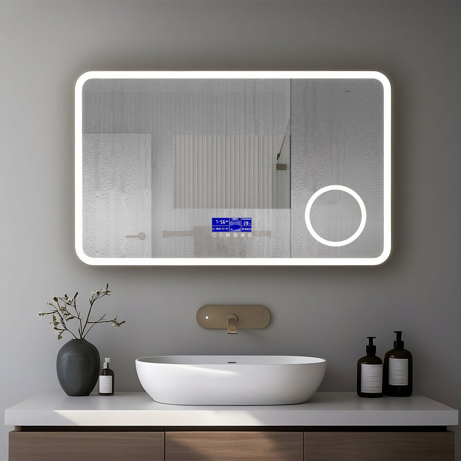 SANILAND Miroir Intelligent de Salle de Bain avec Éclairage LED et Haut-Parleurs Bluetooth, Dimensions 80x60 - 2