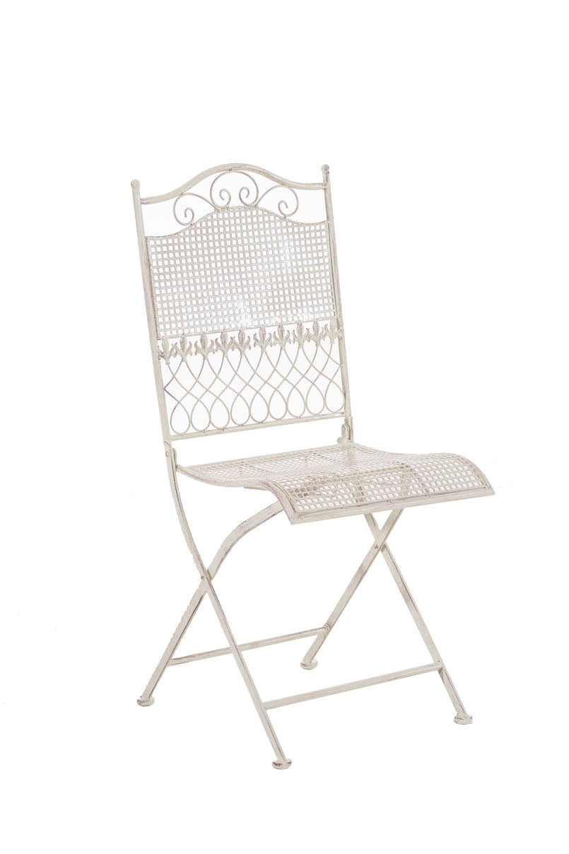 Salon De Jardin Aubaho - Table + 4 Chaises En Fer, Style Antique, Couleur Crème (neuf)