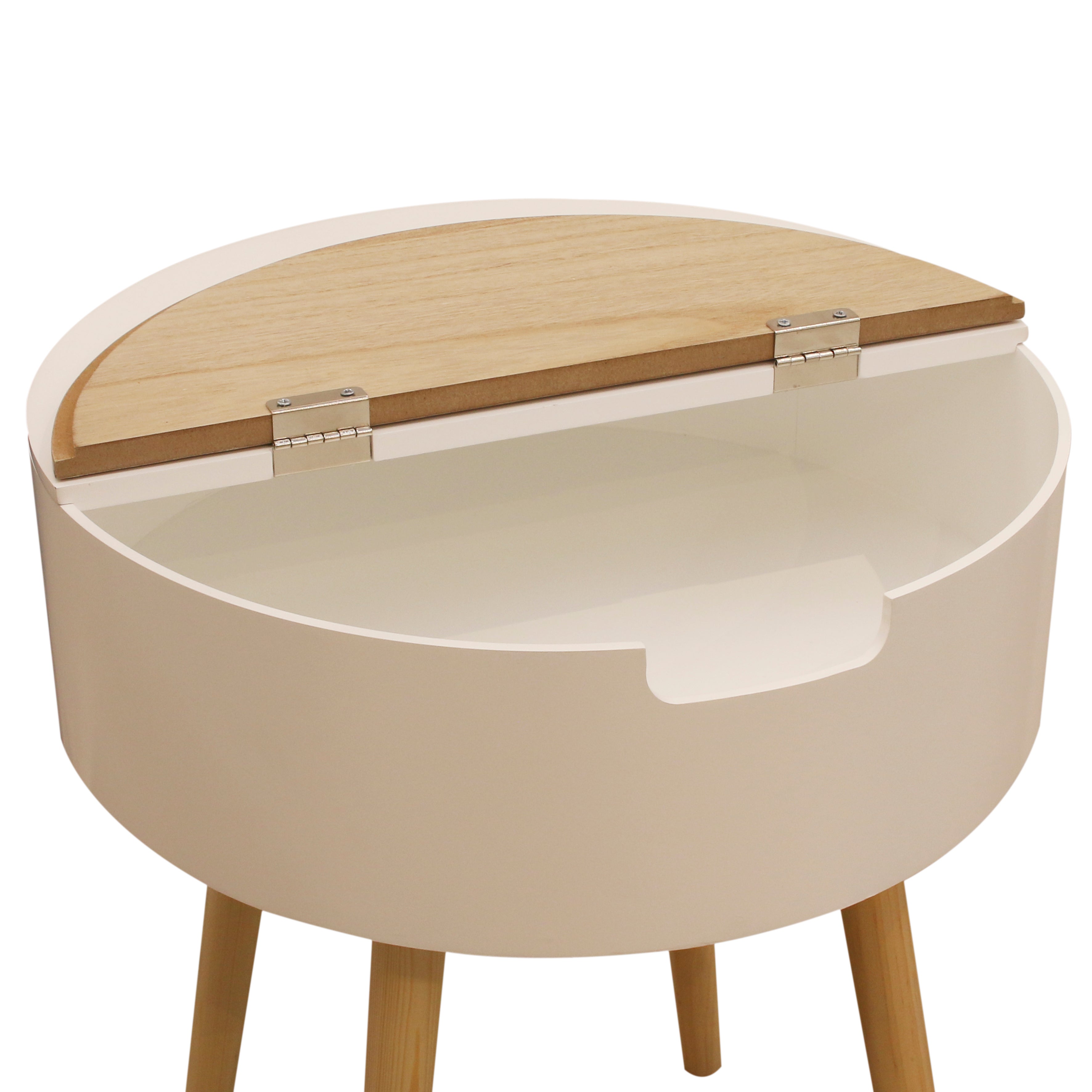 Table Coffre - Home Deco Factory - Bicolore - Scandinave - Blanc Et Beige - H54,5 X L45 X P45 Cm - 3