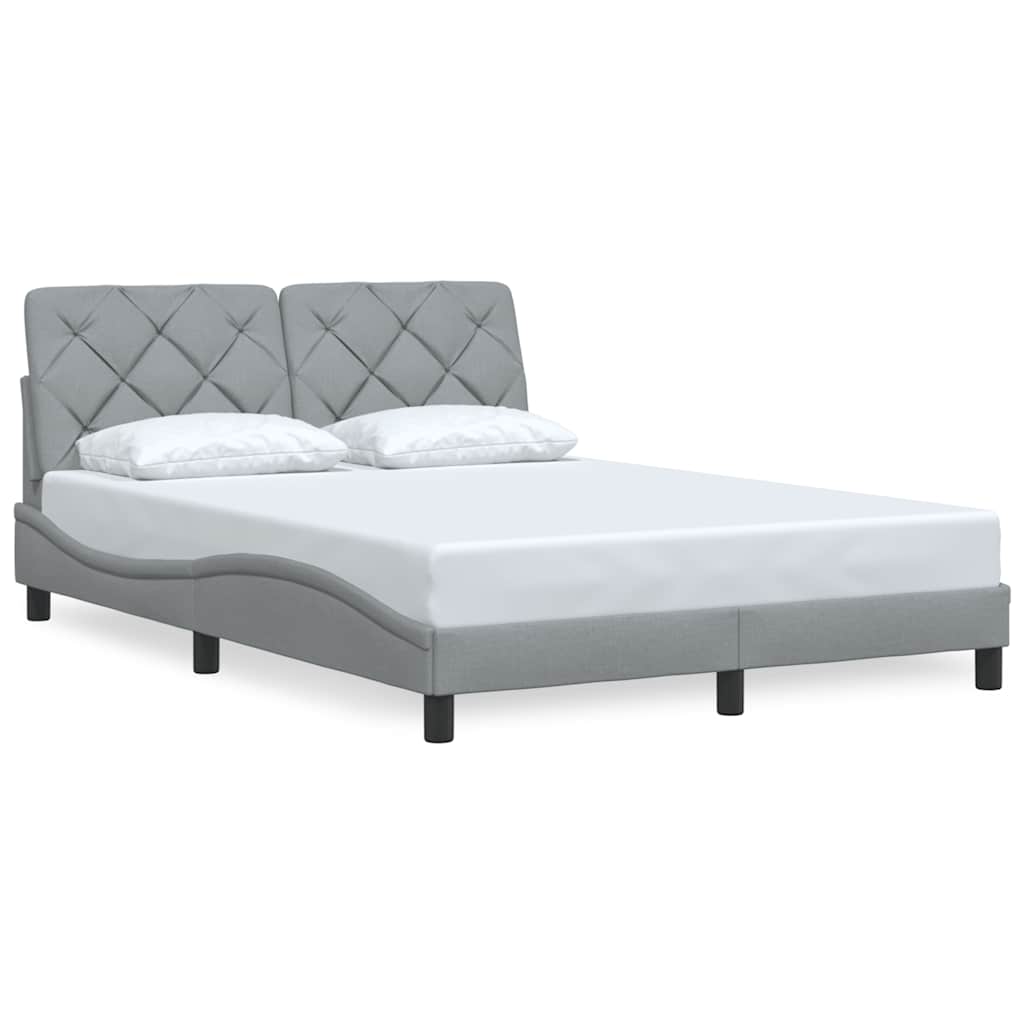 Cadre de lit sans matelas gris clair 140x200 cm tissu - 3