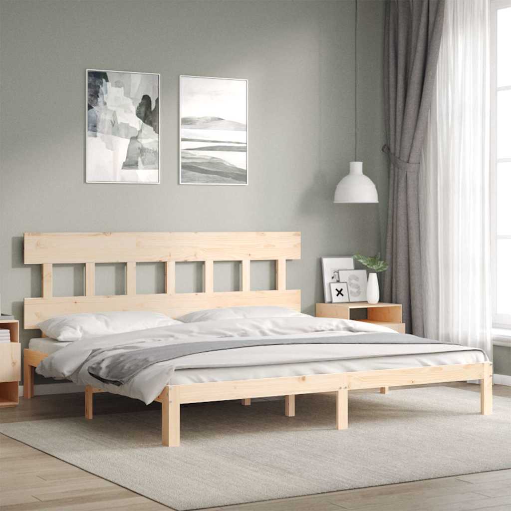 Łóżko Drewniane Brązowe Rama Łóżka Ze Stelażem Drewniana Do Sypialni Pokoju 200x200 cm