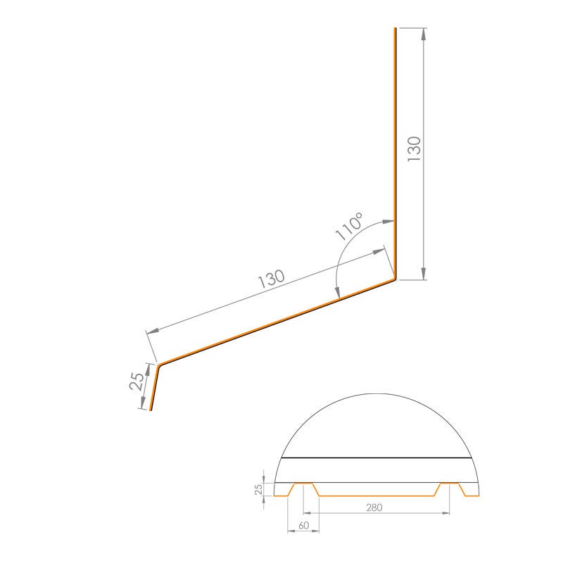 Faîtière Crantée Contre Mur 2100 mm ELDA Gris Anthracite RAL 7016 - 4