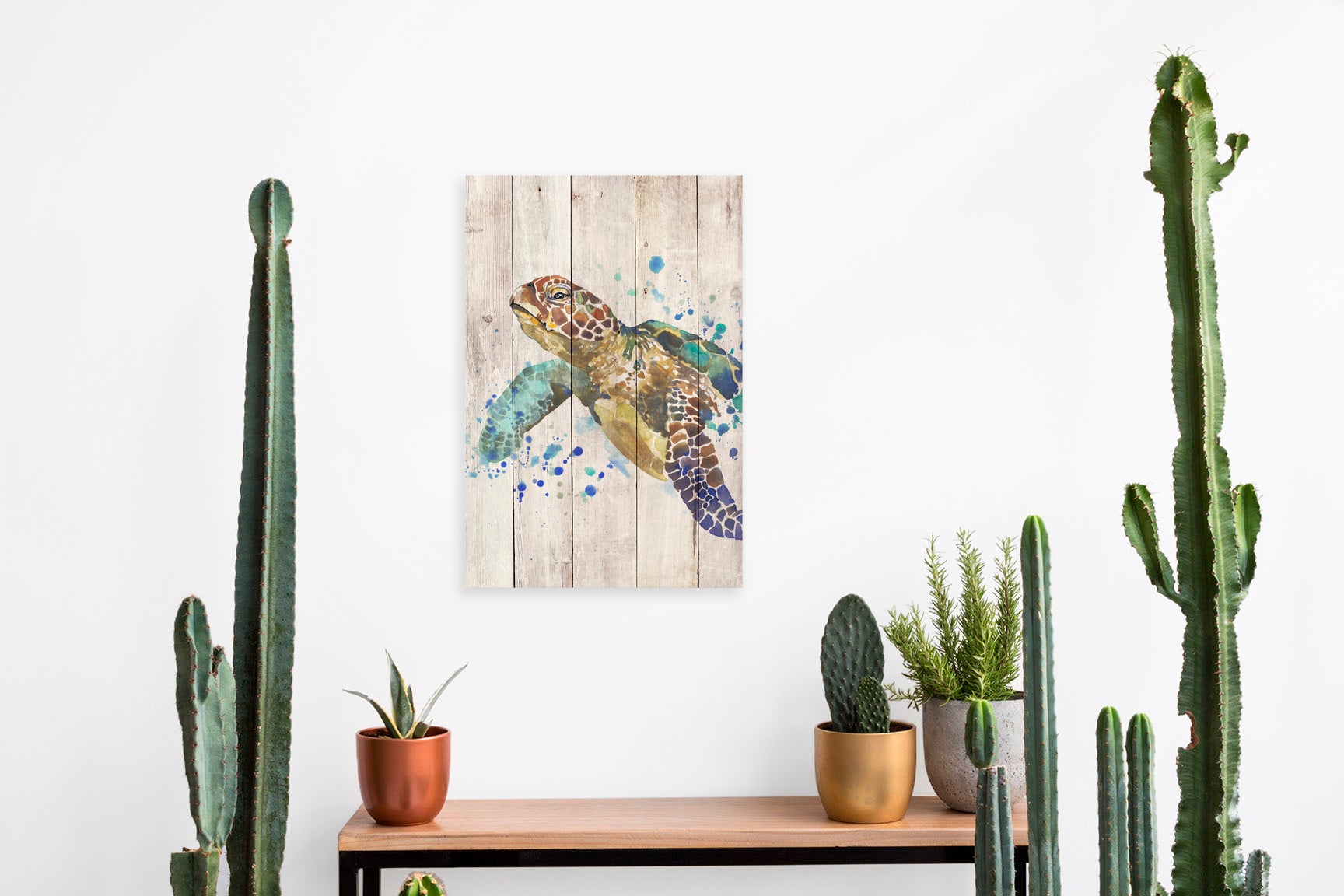 Panneau décoratif en bois 60x40 Tortue à l'aquarelle - 2