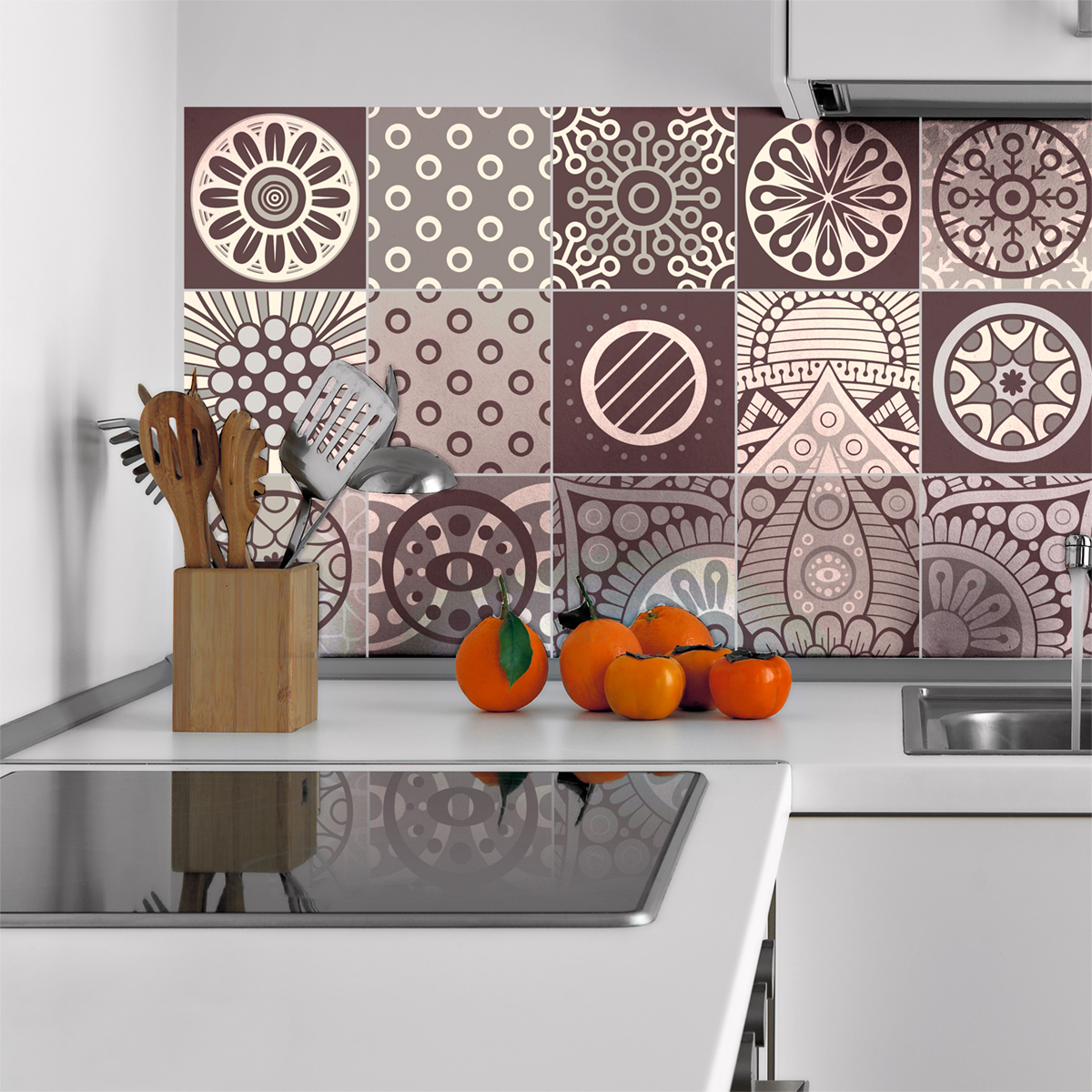15 vinilos baldosas de cemento mendoza - adhesivo de pared - revestimiento sticker mural decorativo - 15stickers20x20cm