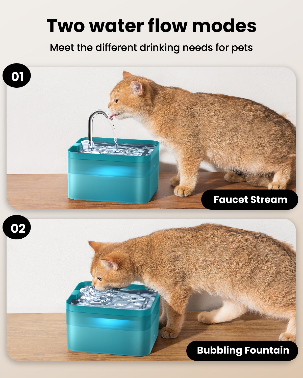 2,2L Fontaine à Eau pour Chat, Super Silencieuse, Facile à Mettoyer, Fontaine a Eau avec LED, Convient à Plusieurs Animaux de Compagnie (Vert) - 6