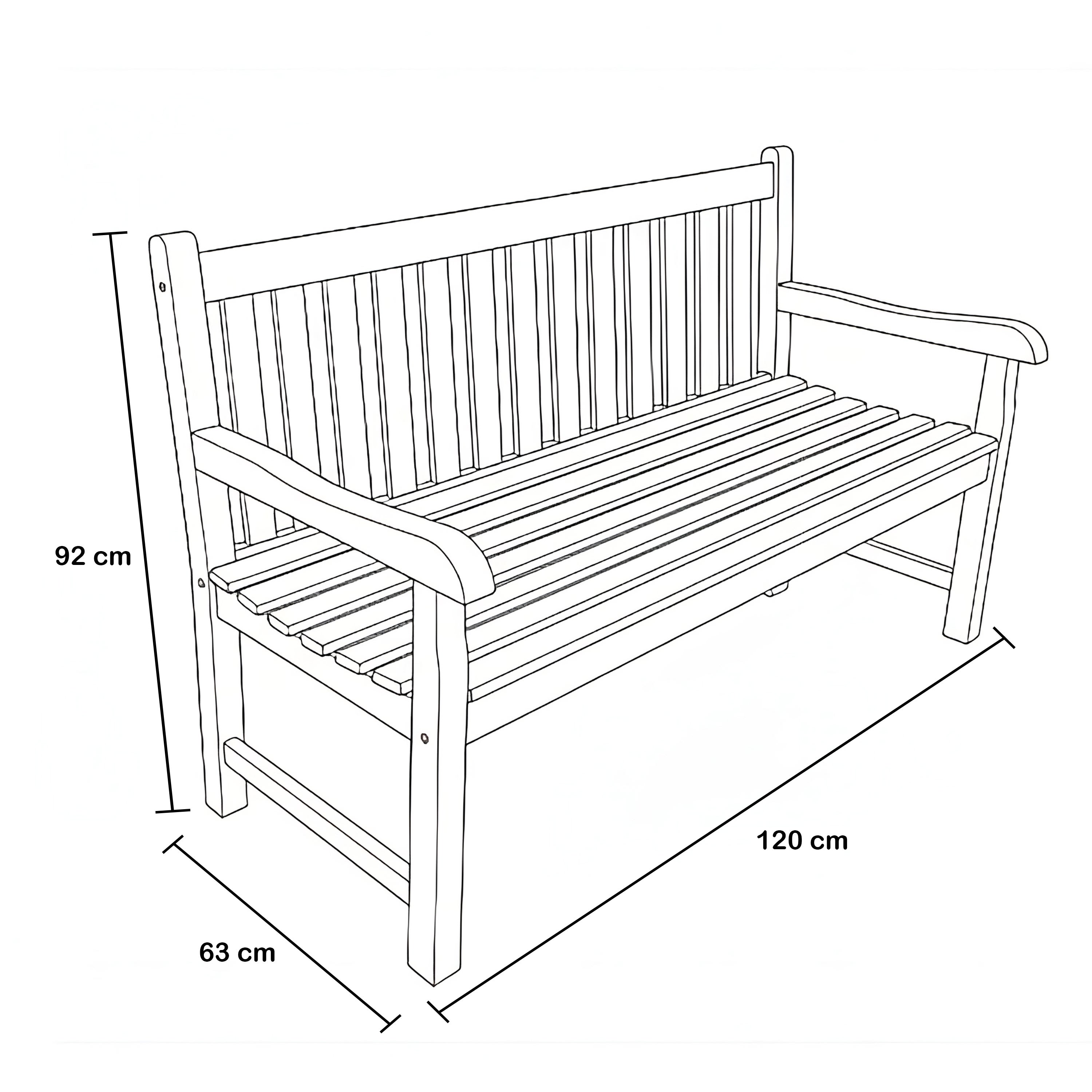 AXI Nowi Banc de Jardin en Bois de Teck, Brun | Banc en bois avec accoudoirs | Banc de parc en teck pour jardin / terrasse avec dossier pour 2 - 4