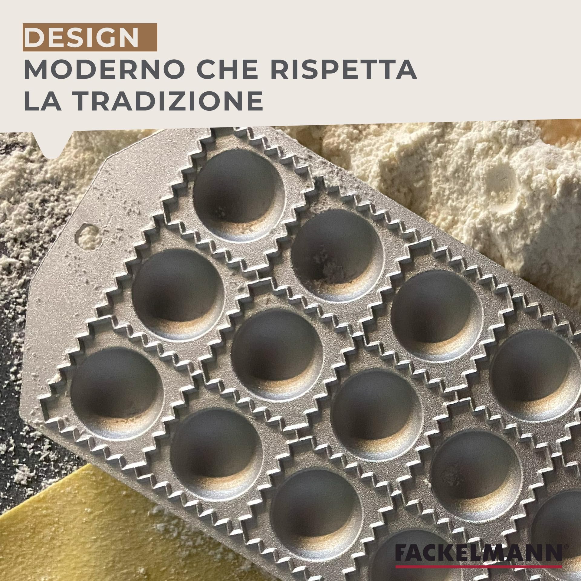 Fackelmann Stampo per ravioli rotondi Ø2,5 cm, 24 impronte, materiale alluminio con piedini di appoggio, lavare a mano, Linea Home Cooking Italian Pa - 2