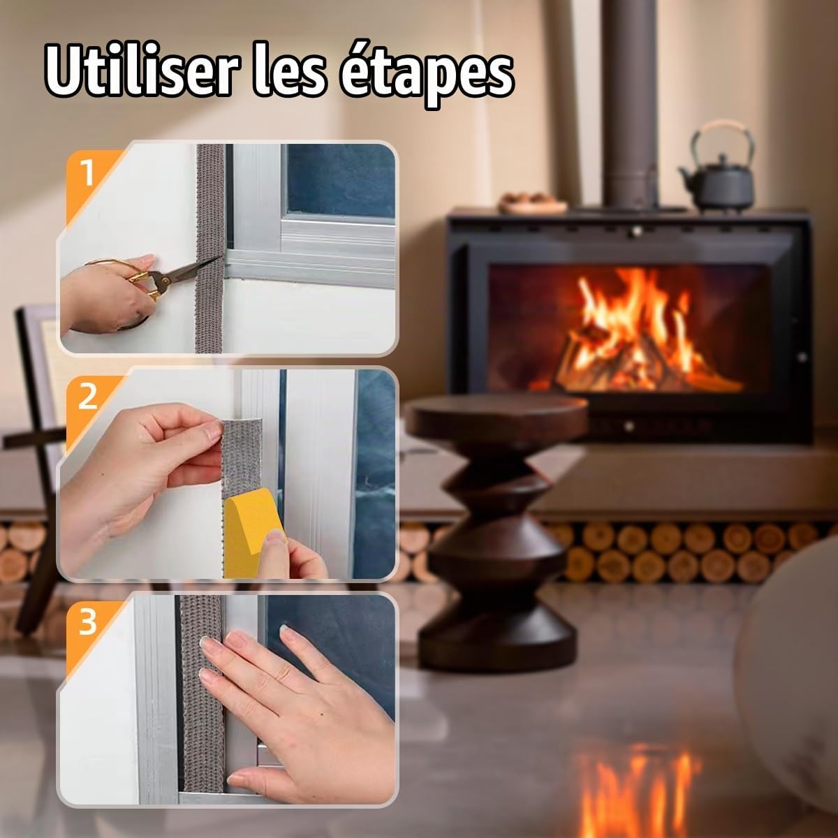 Joint Insert Cheminée, Joints Tressé Auto-adhésive pour Poêle, Porte de ...