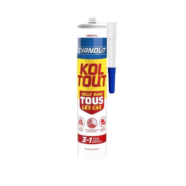 Colle de fixation et d'étanchéité - CYANOLIT - Cristal - 290 ml - Transparent - Résistante et flexible