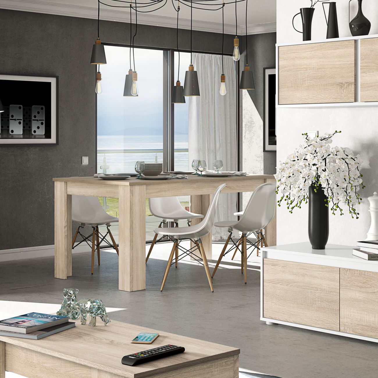 Table à manger THEA extensible L140/190cm - Bois - 7