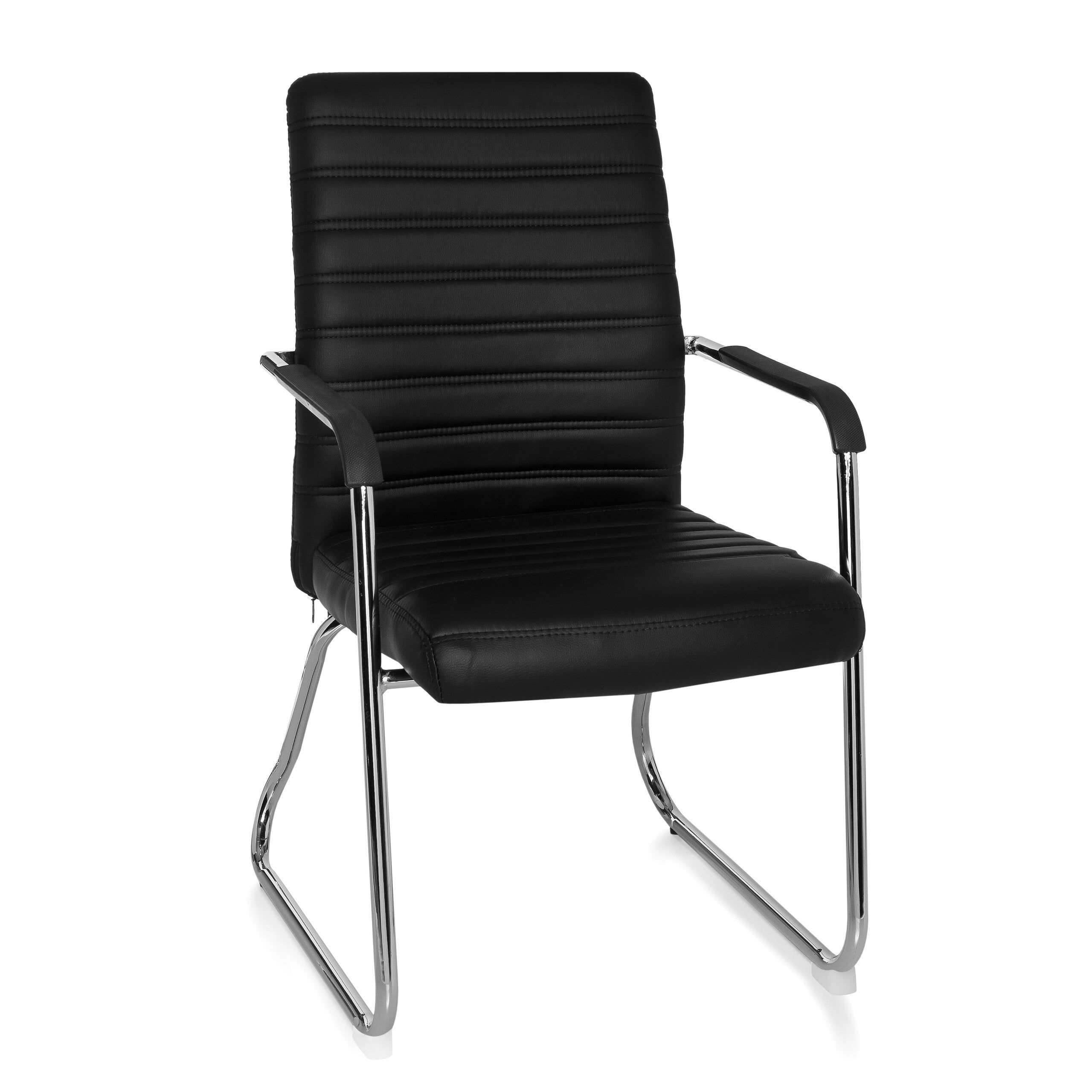 Krzesło konferencyjne / krzesło płozowe / krzesło STEEL V PU czarny hjh OFFICE