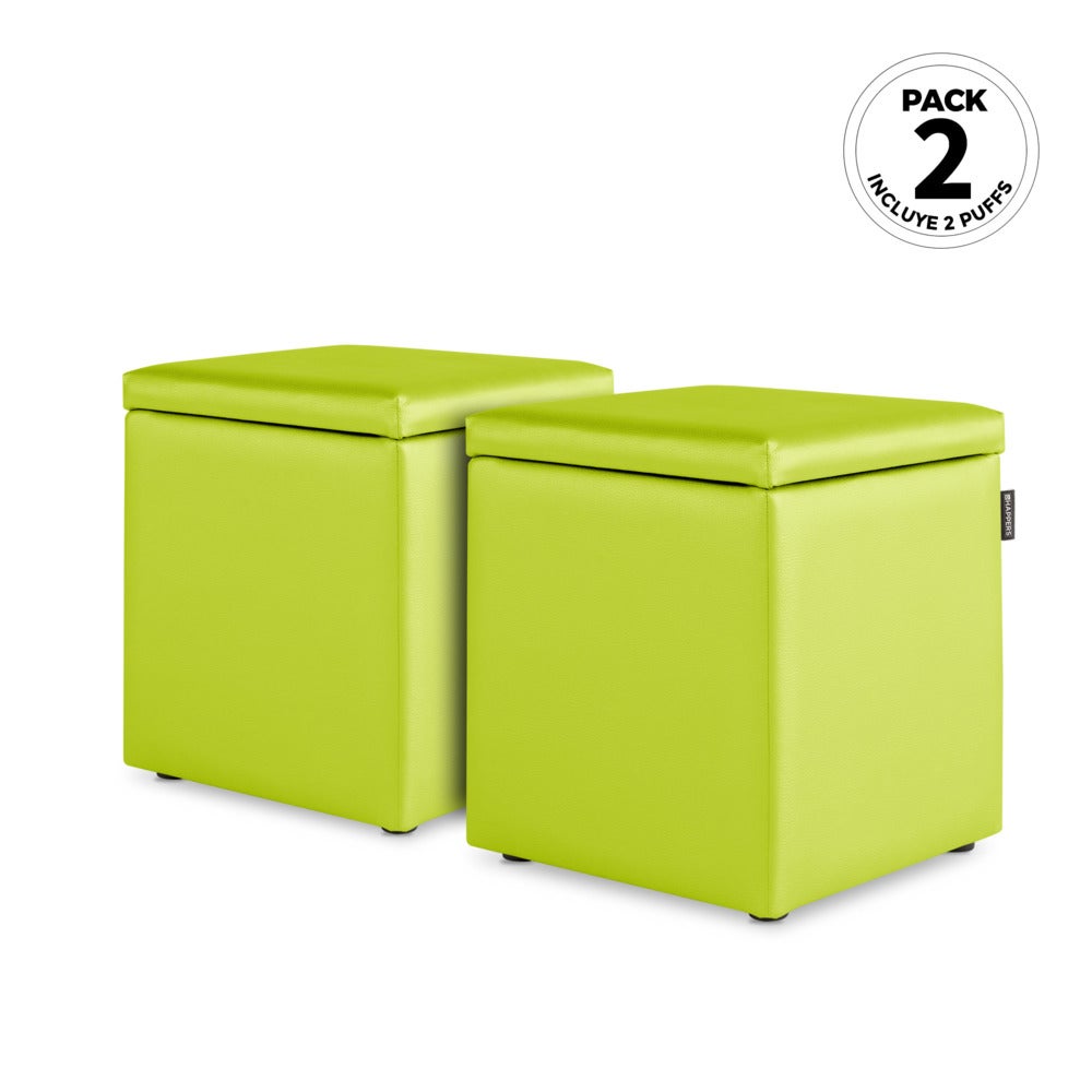 Pouf Cube Rangement Similicuir Blanc - 35x35x48 Cm | Pour Salon Ou Chambre | Assise Et Stockage | Design Moderne