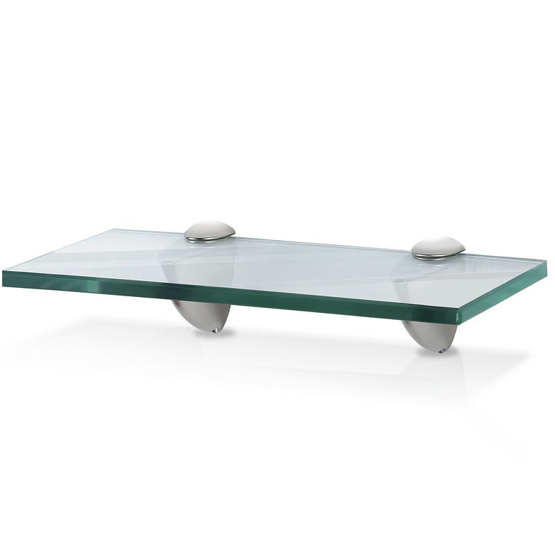 JQK Étagère de Salle de Bain en Verre Chromé, Rangement de Douche en Verre Trempé 61 par 12,7 cm, Support Mural en Acier Inoxydable 304 en Chrome Poli, TGS101L24-CH