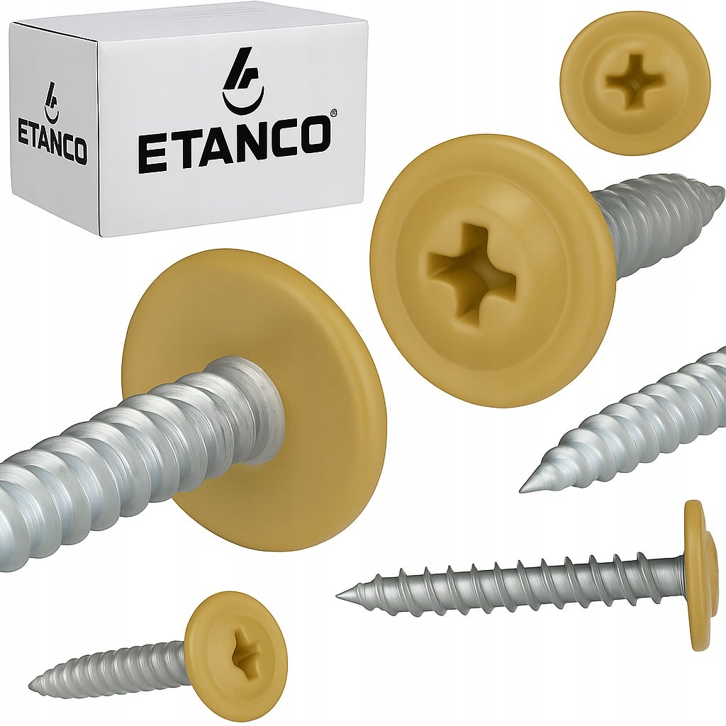 Wkręty podkładkowe Etanco do drewna 4,2x25mm, RAL1002 GM-S 250szt.
