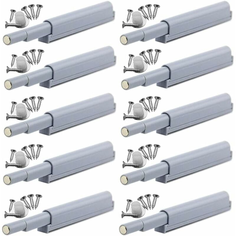 Zapięcie magnetyczne - aluminium - stal nierdzewna - 10 sztuk - szare