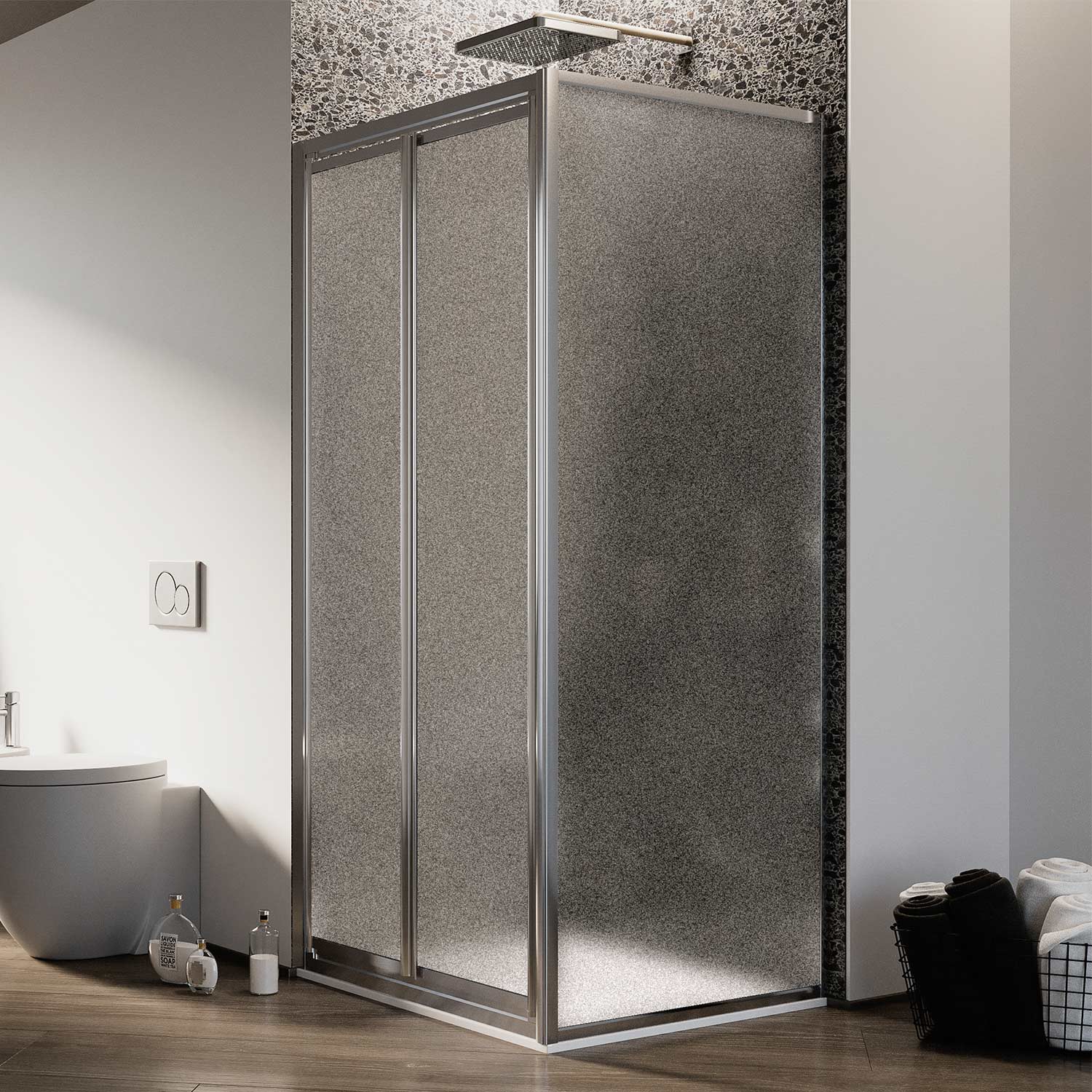 Cabine De Douche Angulaire 80x60 – Porte Pivotante Verre Transparent – Idralite Flip