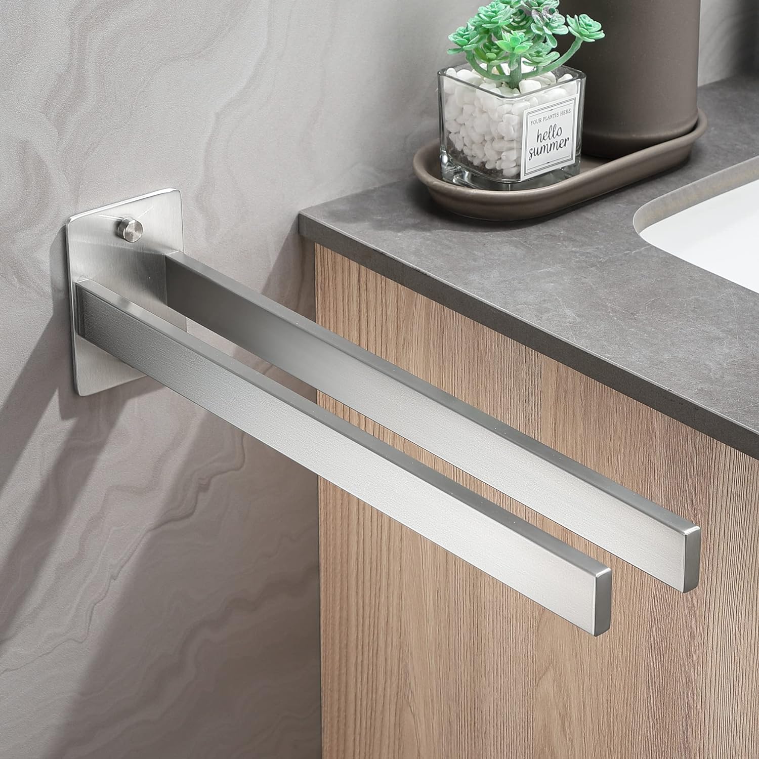 Portasciugamani Adesivo Doppio - Acciaio Inox SUS304, 70cm, Oro Spazzolato, Senza Trapano - Foto 8