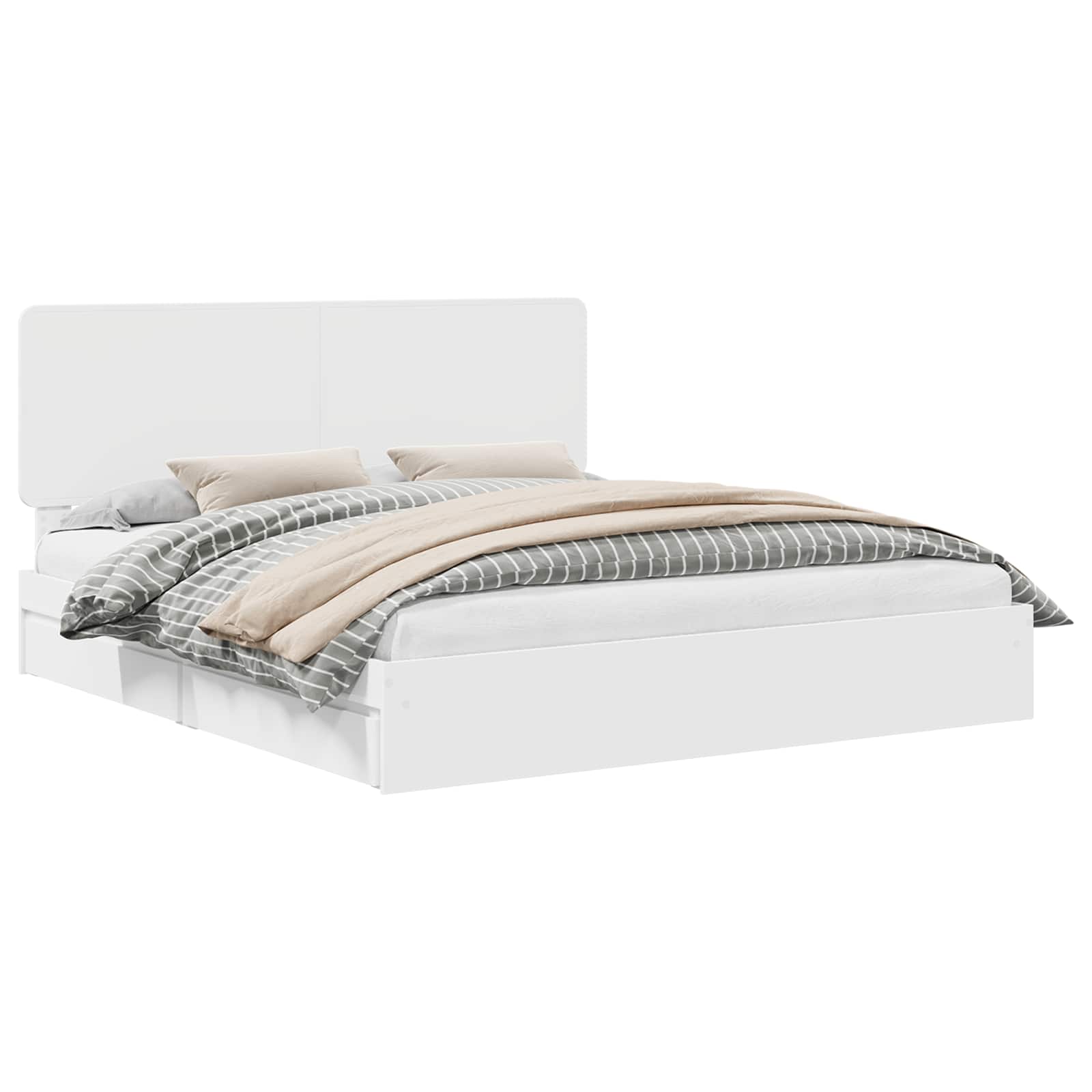 Lit de rangement réglable blanc 180 x 200 cm en panneau de bois - 2