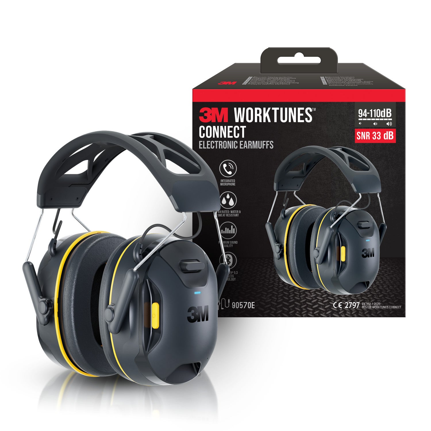 3M™ WorkTunes™ Connect bezprzewodowe ochronniki słuchu z technologią Bluetooth®, 90570E-1