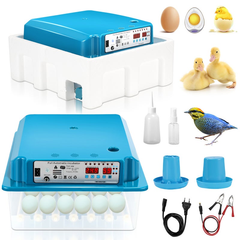Auveach 35W Incubateur à oeufs automatique Incubateur pour 36 oeufs de poule Retournement automatique Contrôle automatique de la température Plateau porte-oeufs réglable Double design électrique