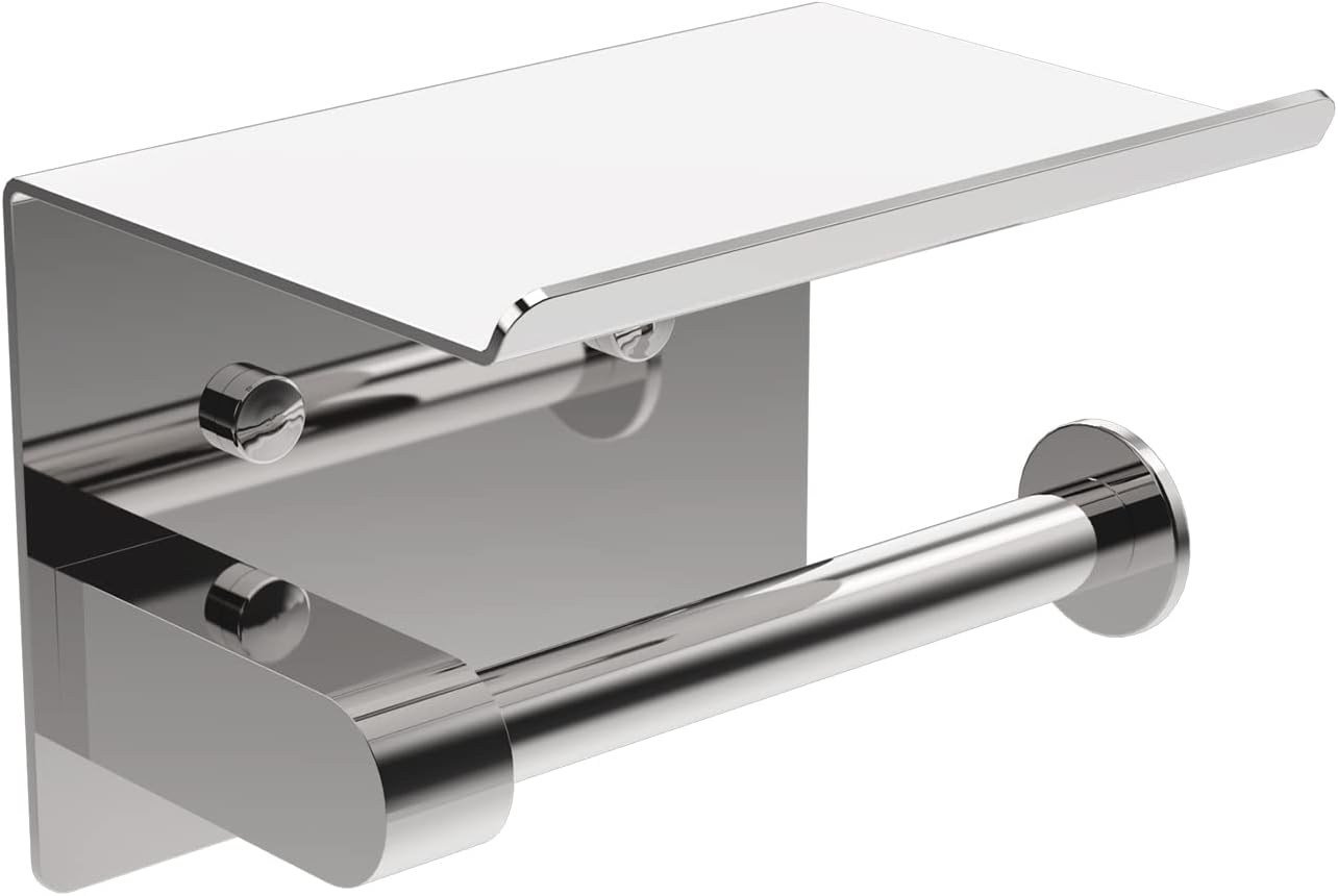 Srebrny, ścienny uchwyt na papier toaletowy, uchwyt na papier toaletowy ze stali nierdzewnej 304, do montażu należy użyć śrub lub naklejki 3M