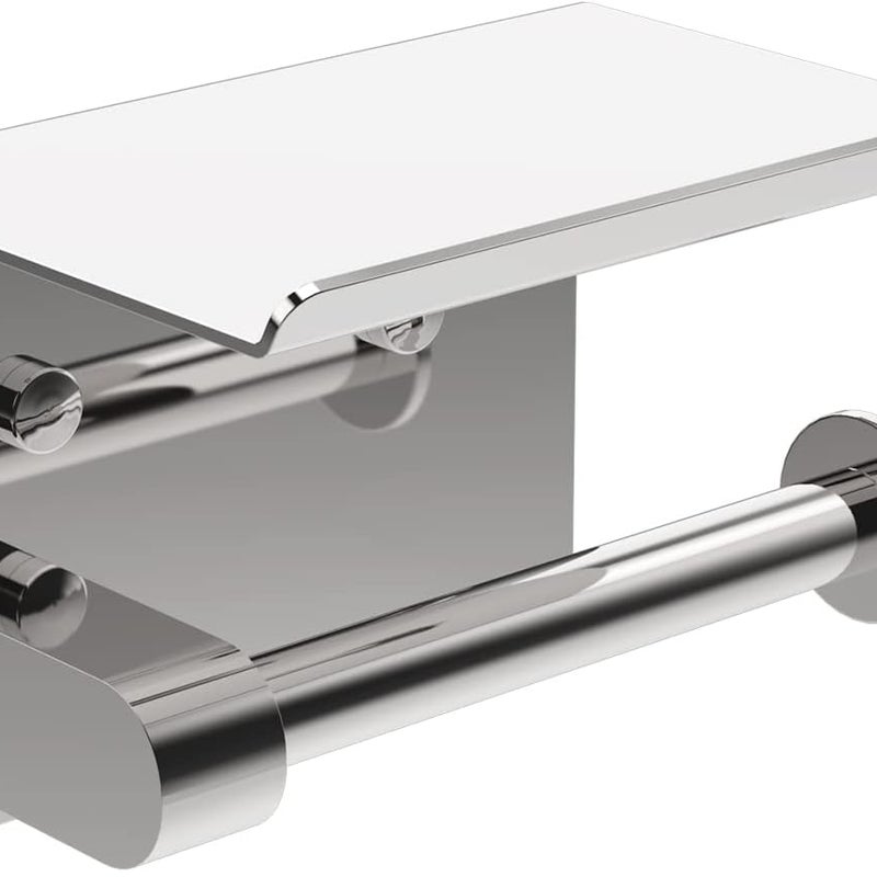 Srebrny, ścienny uchwyt na papier toaletowy, uchwyt na papier toaletowy ze stali nierdzewnej 304, do montażu należy użyć śrub lub naklejki 3M