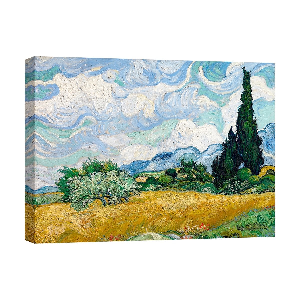 Stampa Su Tela 'Campo Di Grano Con Cipressi' Di Van Gogh - 80x60 Cm Pronta Da Appendere, Decorazione Parete - 3