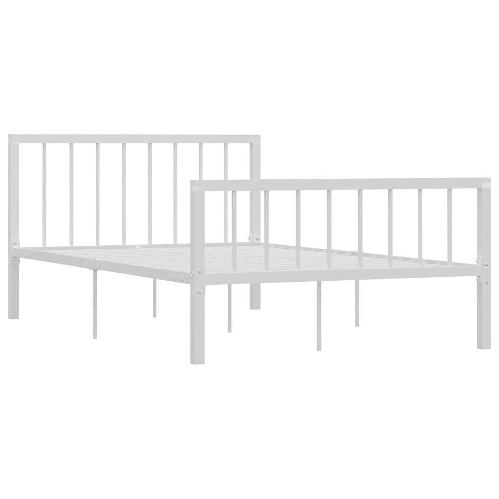 Łóżko Metalowe Białe Rama Łóżka Ze Stelażem DO Pokoju Sypialni 120 x 200 cm