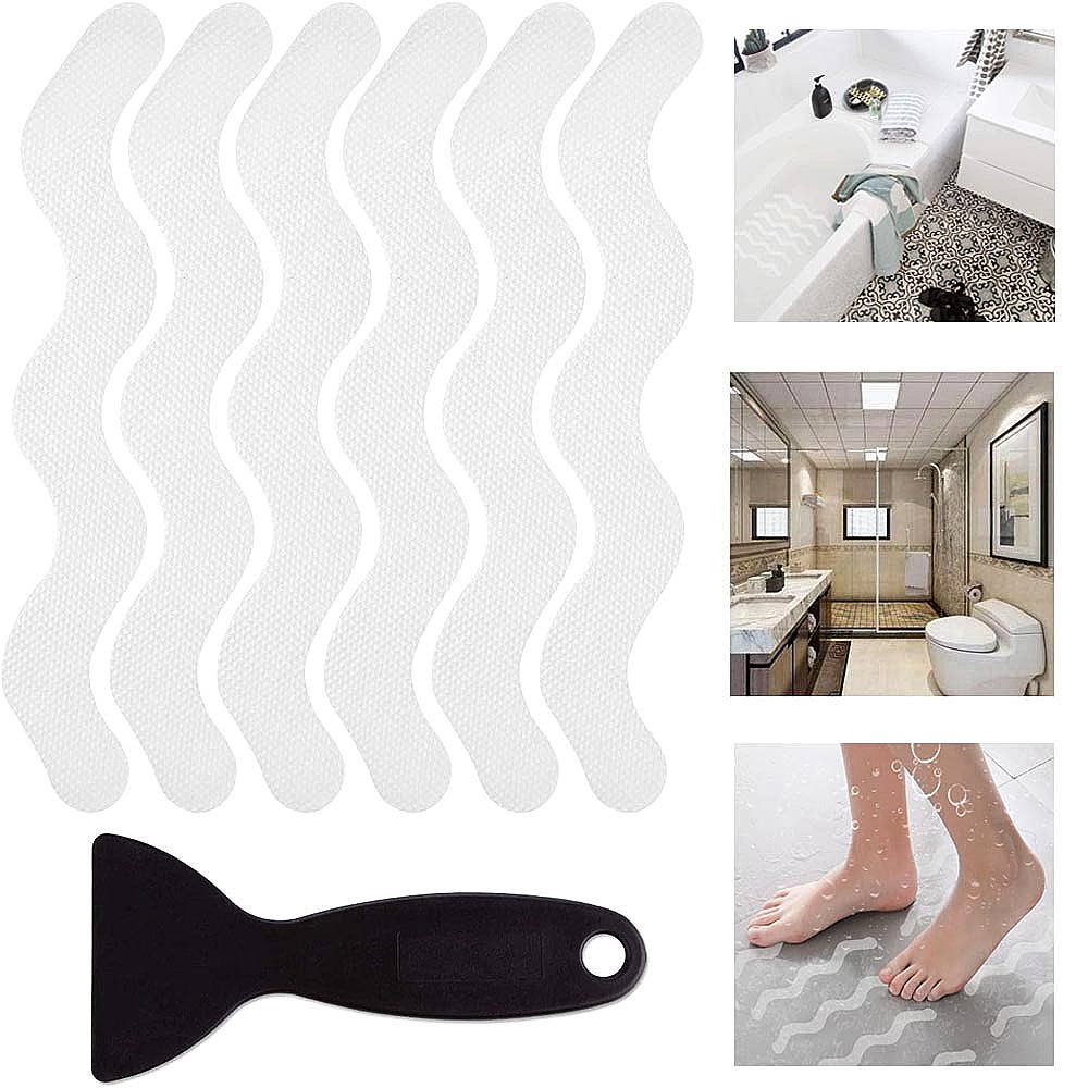 (Przezroczyste) 24 sztuki antypoślizgowych naklejek pod prysznic, wysokiej jakości i bezpieczne, odpowiednie do wanien i schodów, w zestawie ze skrob